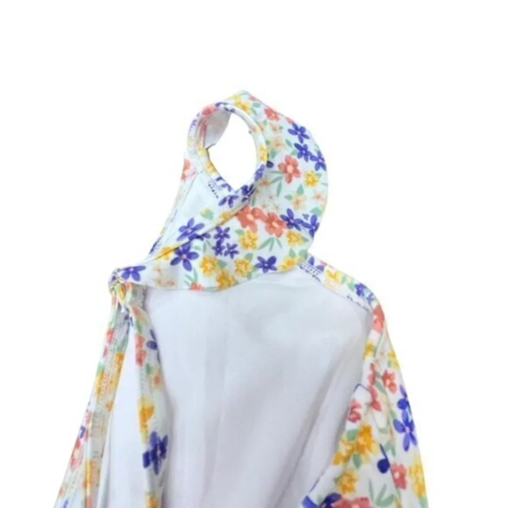 Shade & Shore Women's Ruffle Shoulder Plunge One Piece Swimsuit Ditsy‎ Floral XL